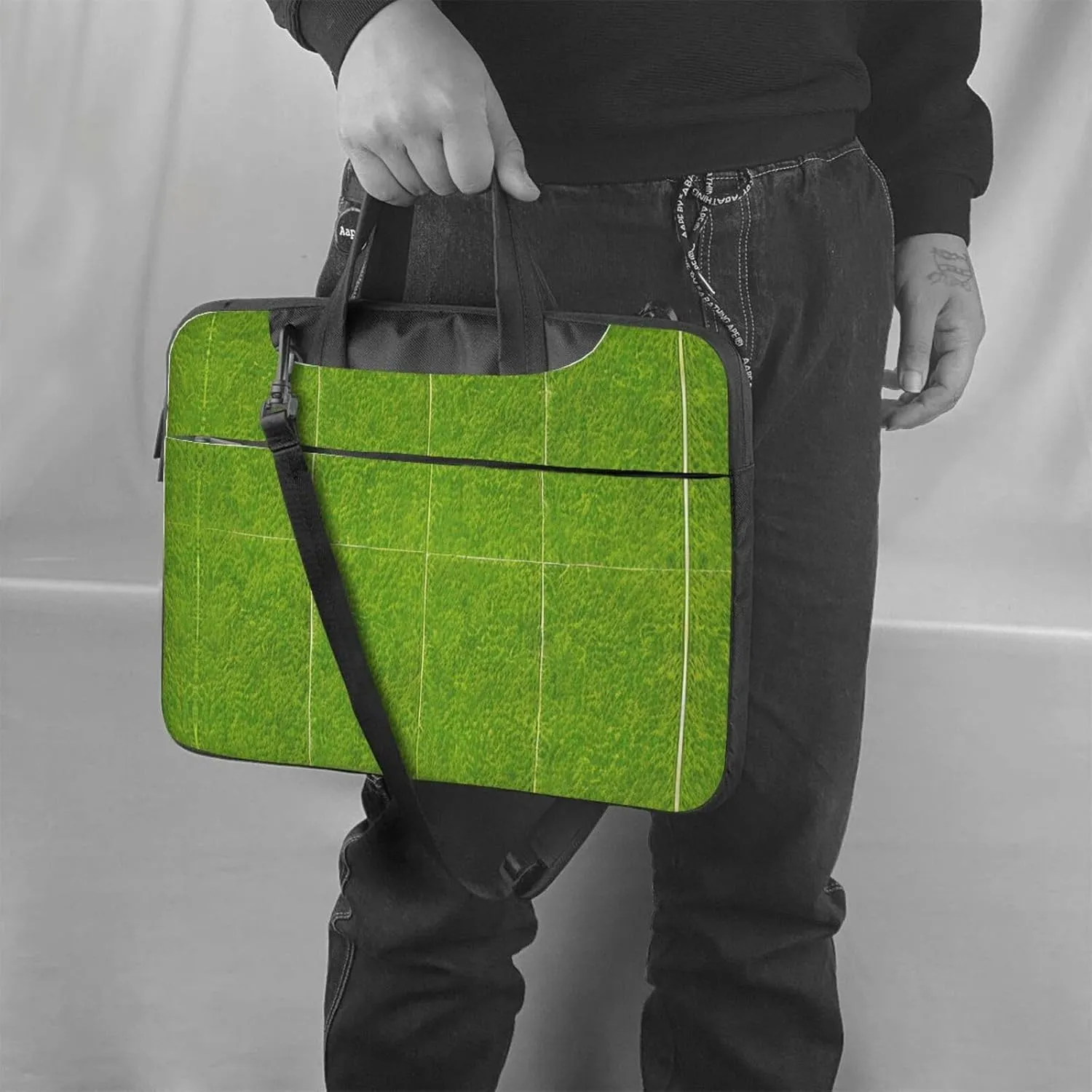 Green Grassland Prints Laptop Bag - with Soft Interior, Multiple Pockets - Ideal for Men, Travel and Business