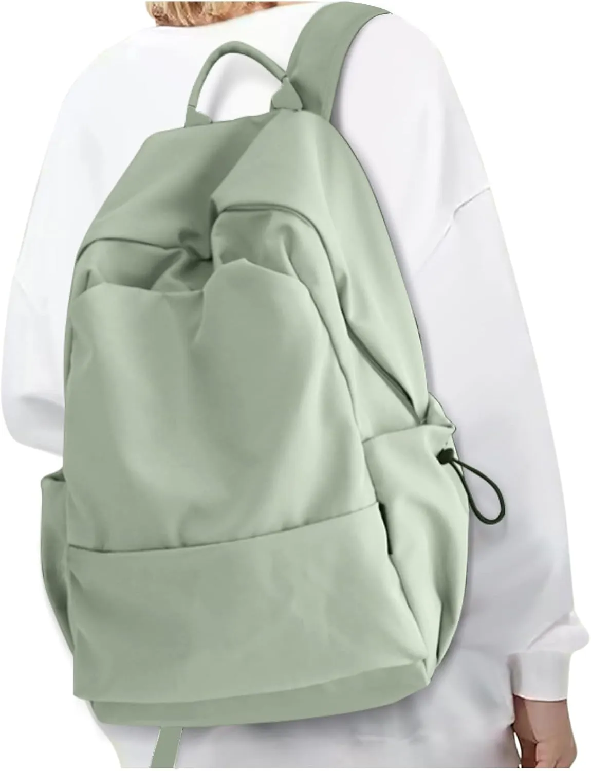 Green Small Simple School Backpack for Women & Men - Waterproof Gym & College Bookbag