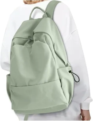 Green Small Simple School Backpack for Women & Men - Waterproof Gym & College Bookbag