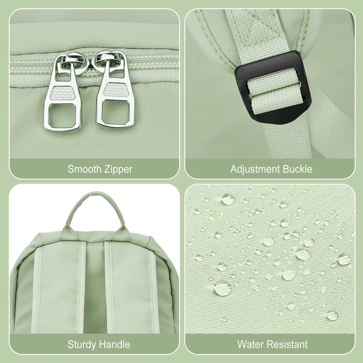 Green Small Simple School Backpack for Women & Men - Waterproof Gym & College Bookbag
