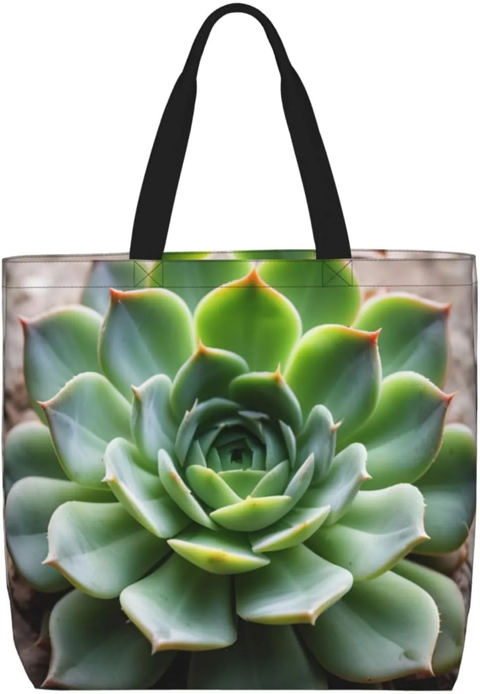 Green Succulent Print One Shoulder Convenient Bag,Cute Women's One Shoulder Handbag,Suitable for Work and Grocery Shopping