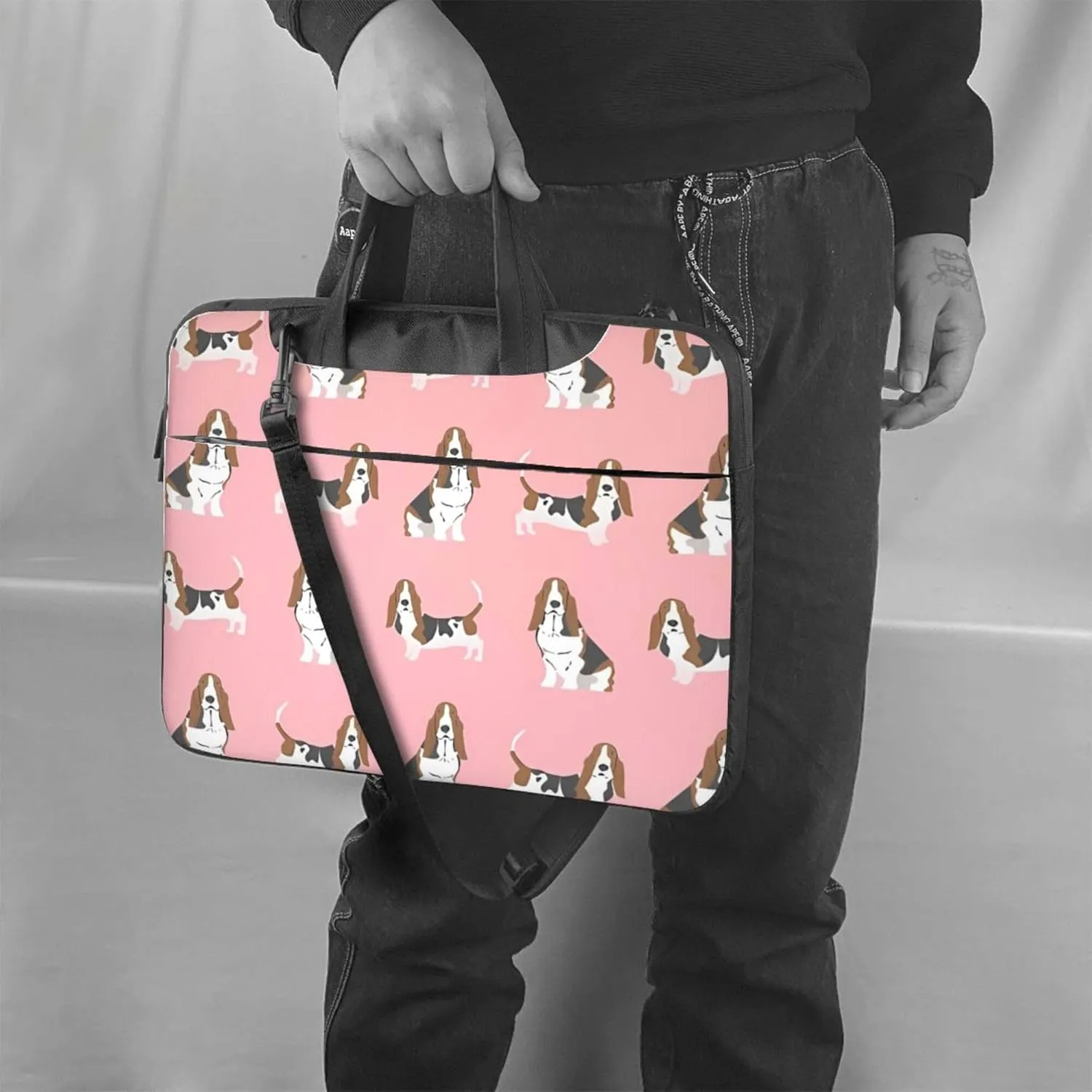 green weed leaves fluorescent colors-4 Laptop Shoulder Bag ​for Men Women, Computer Carrying Case Messenger Bag with Strap