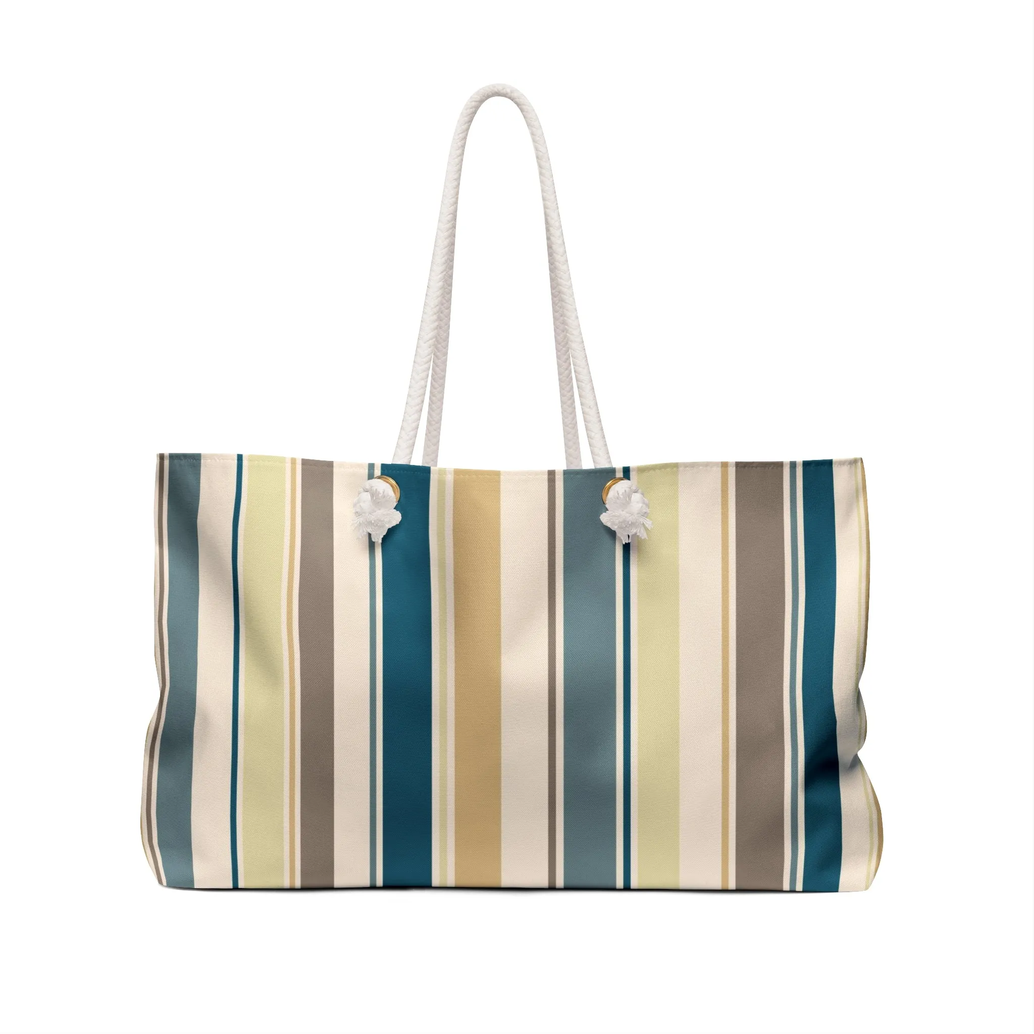 Greens and Yellows Striped Weekender Tote Bag