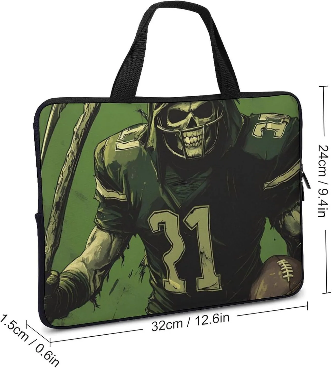 Grim Reaper U.S. Irish Football Funny Laptop Bag Sleeve Portable Computer Carrying Case Cover Unisex 12inch