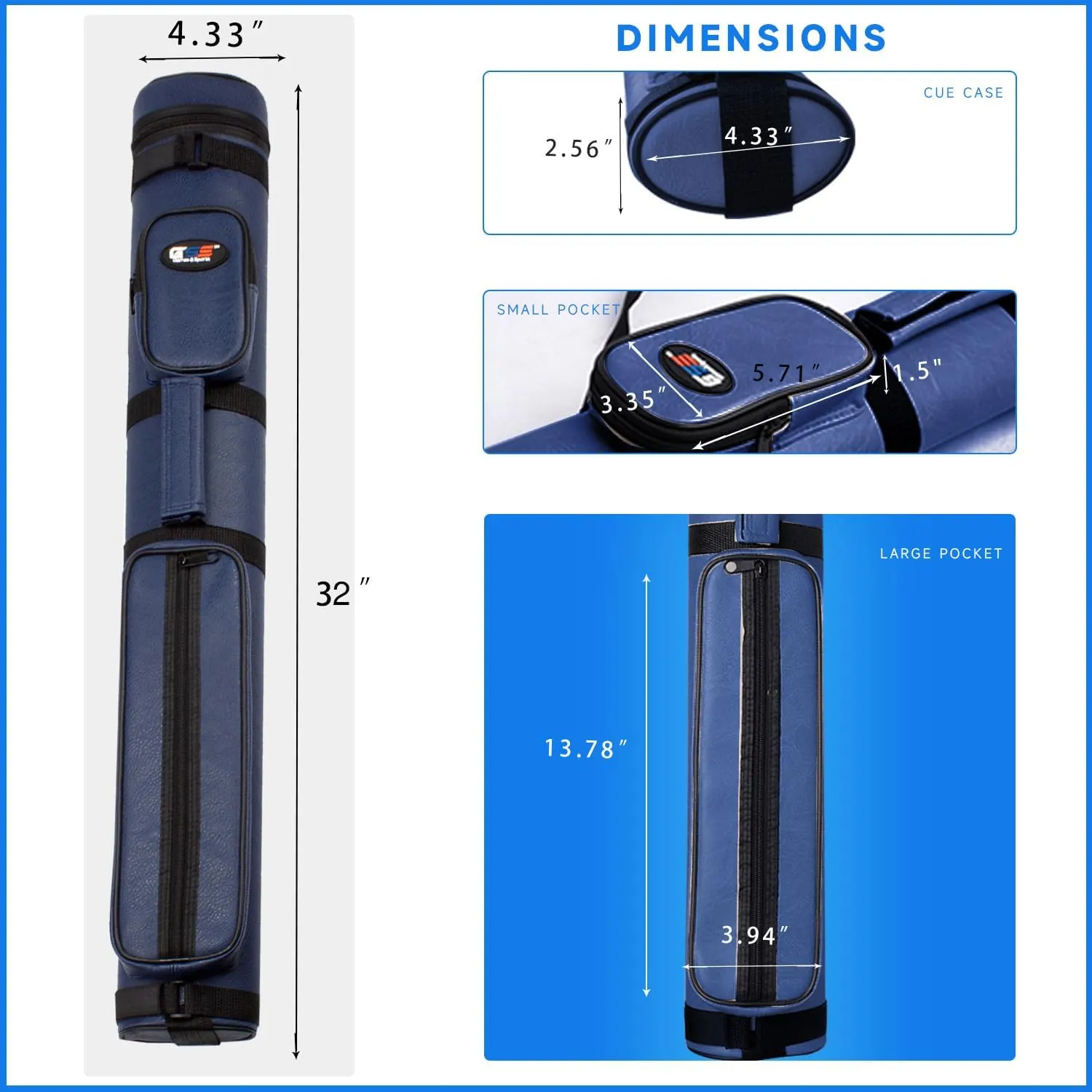 GSE Games & Sports Expert 2x2 Deluxe Hard Billiard Pool Cue Stick Carrying Case, Billiard Cue Case, Billiards Accessories (Several Colors Available)