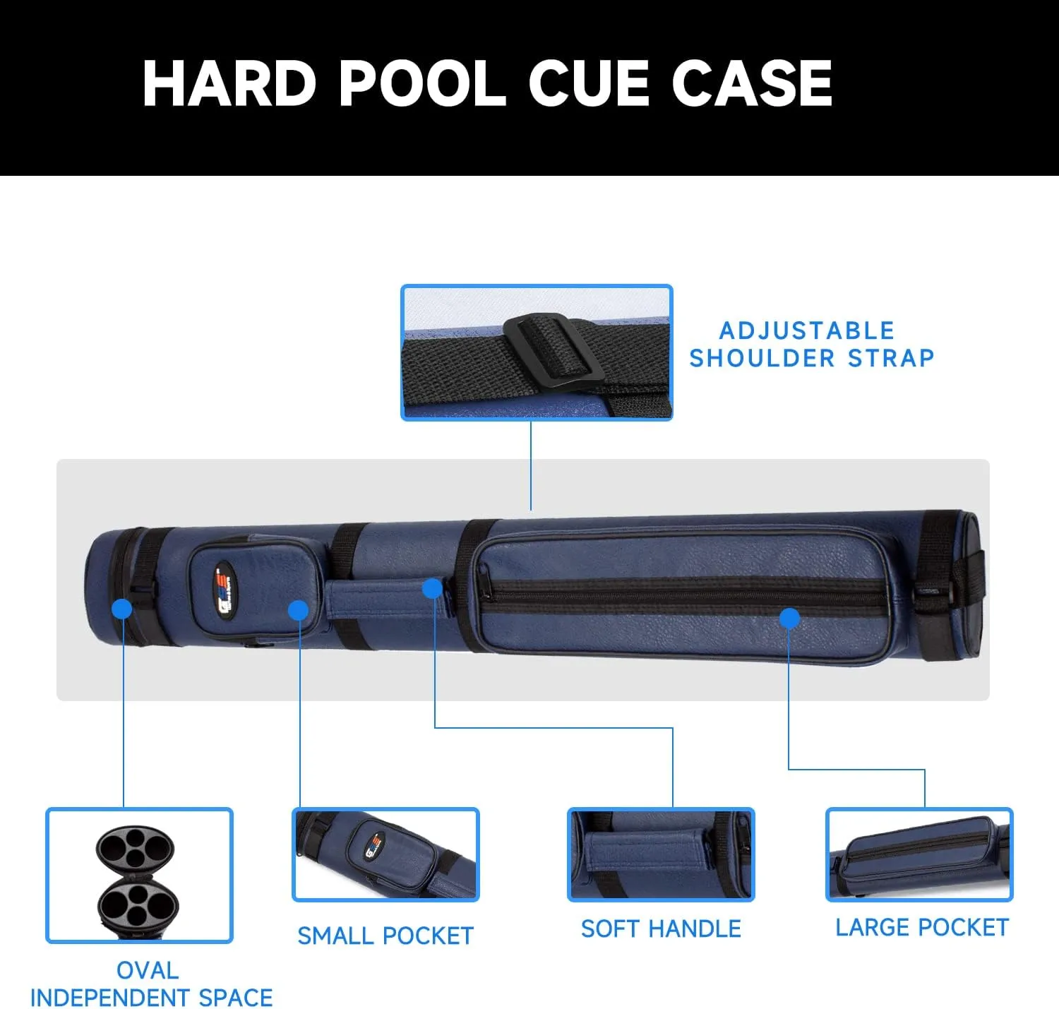 GSE Games & Sports Expert 2x2 Deluxe Hard Billiard Pool Cue Stick Carrying Case, Billiard Cue Case, Billiards Accessories (Several Colors Available)