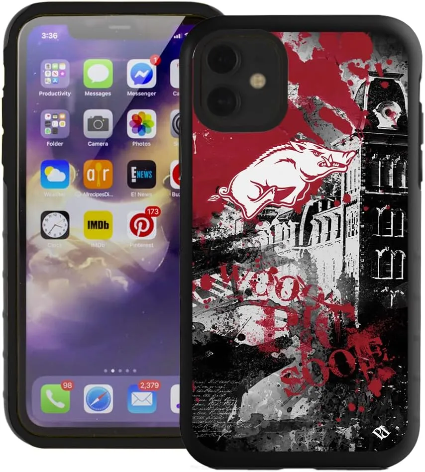 Guard Dog Case Compatible with iPhone 11 - Military Grade - Rugged Two Piece Protection - Collegiate Licensed - Arkansas Razorbacks - by Paulson Designs