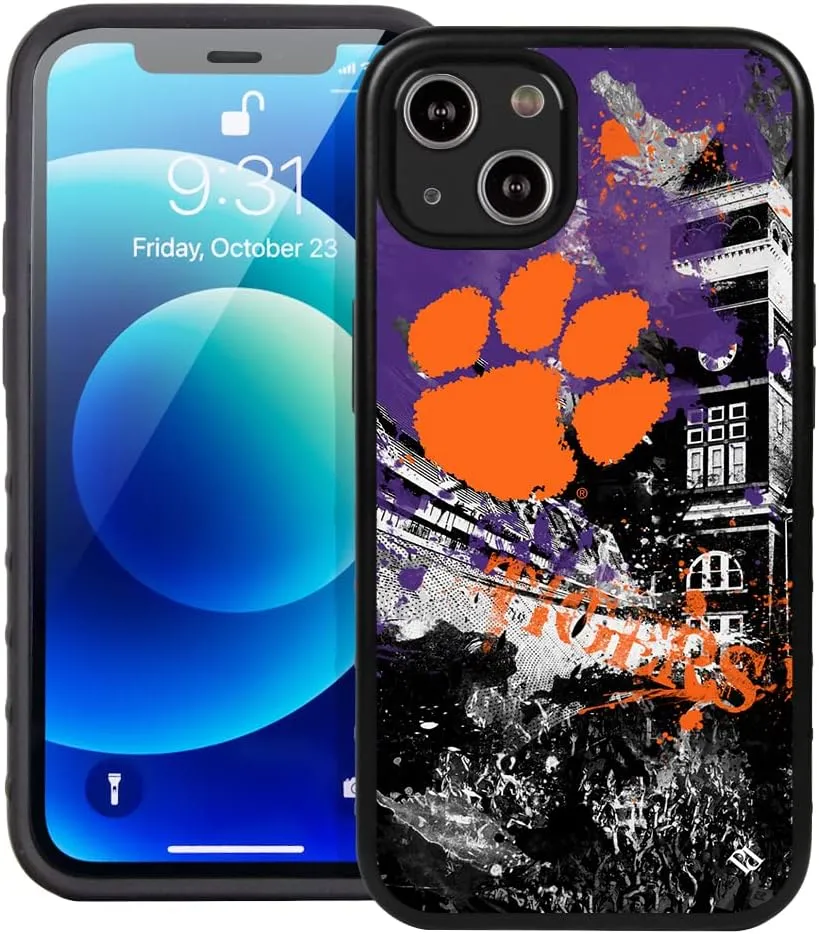 Guard Dog Case Compatible with iPhone 13 - Military Grade - Rugged Two Piece Protection - Collegiate Licensed - Clemson Tigers - by Paulson Designs