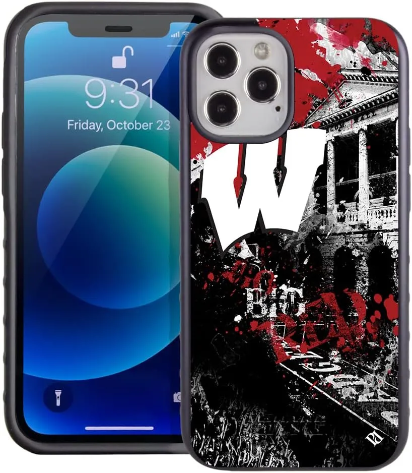Guard Dog Wisconsin Badgers - Paulson Designs Spirit DP Hybrid Case for iPhone 12/12 Pro - Black w/Black
