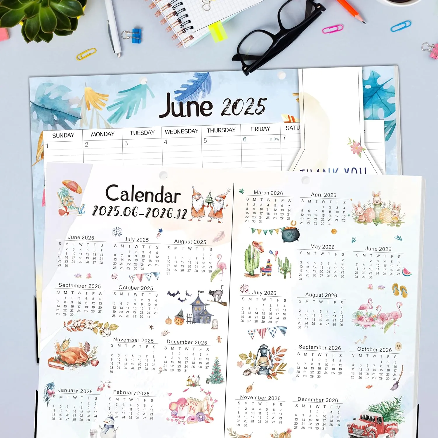 Guasslee Extra Large Desk Calendar 2025, 19-Month Jumbo Desk Calendar 2025-2026, 2025 Jun - 2026 Dec, 22" X 17" Monthly Planner With Corner Protectors, Thick Paper For Home Office
