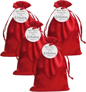 GUIFIER 30PCS 6 x 9 Inch Satin Gift Bags with Drawstring, Silk Jewelry Pouches, Wedding Favor Bags, Candy Bag for Thanksgiving Baby Shower Bridal Shower Birthday Christmas (Wine Red   Thank You Tags)
