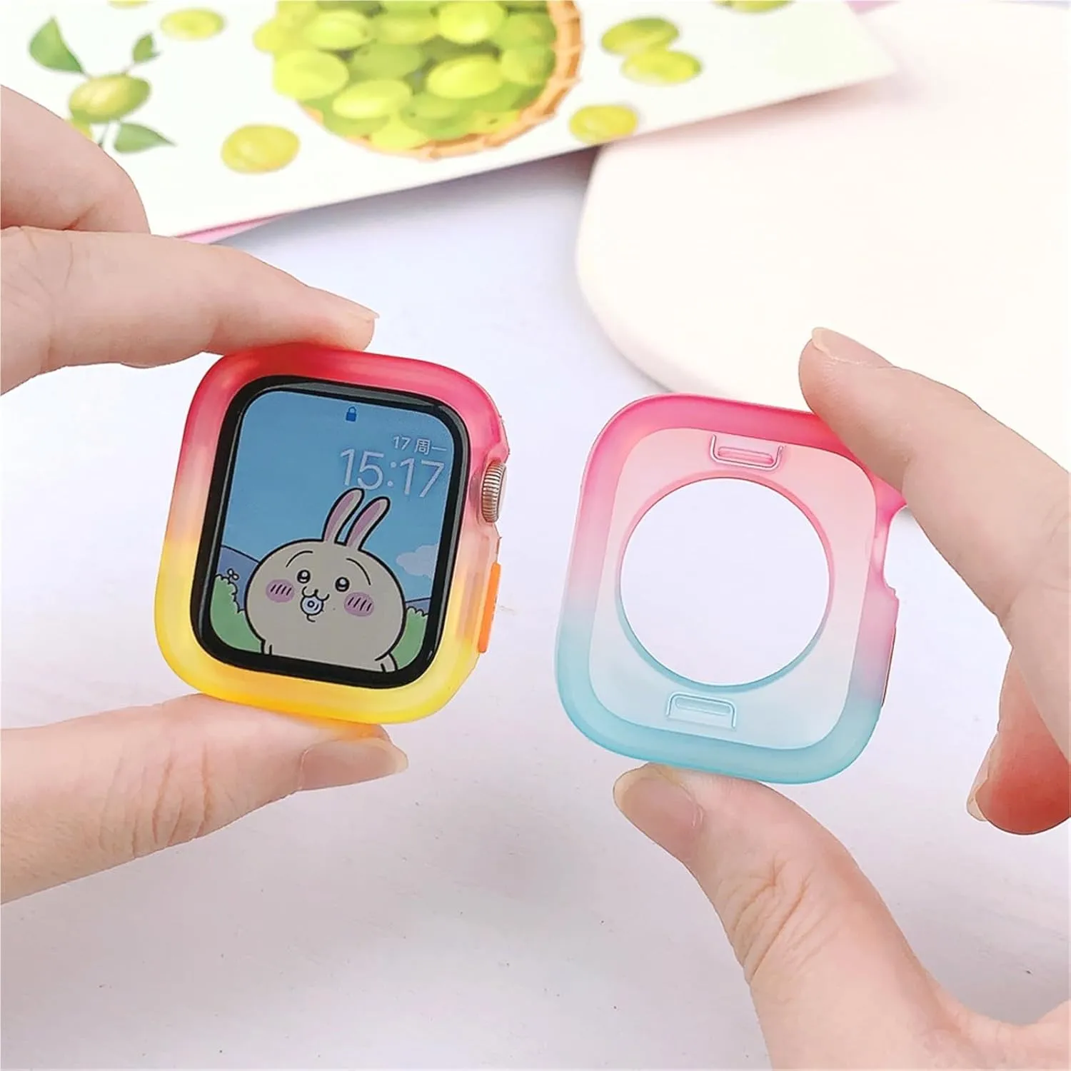 GUMMMY Candy Color Case for Apple Watch Cases 40MM 41MM 44MM 45MM Soft Silicone Transparent Protective Bumper for iWatch Series 9/8/7/6/5/Se Cases(Yellow Green,44MM 45MM)