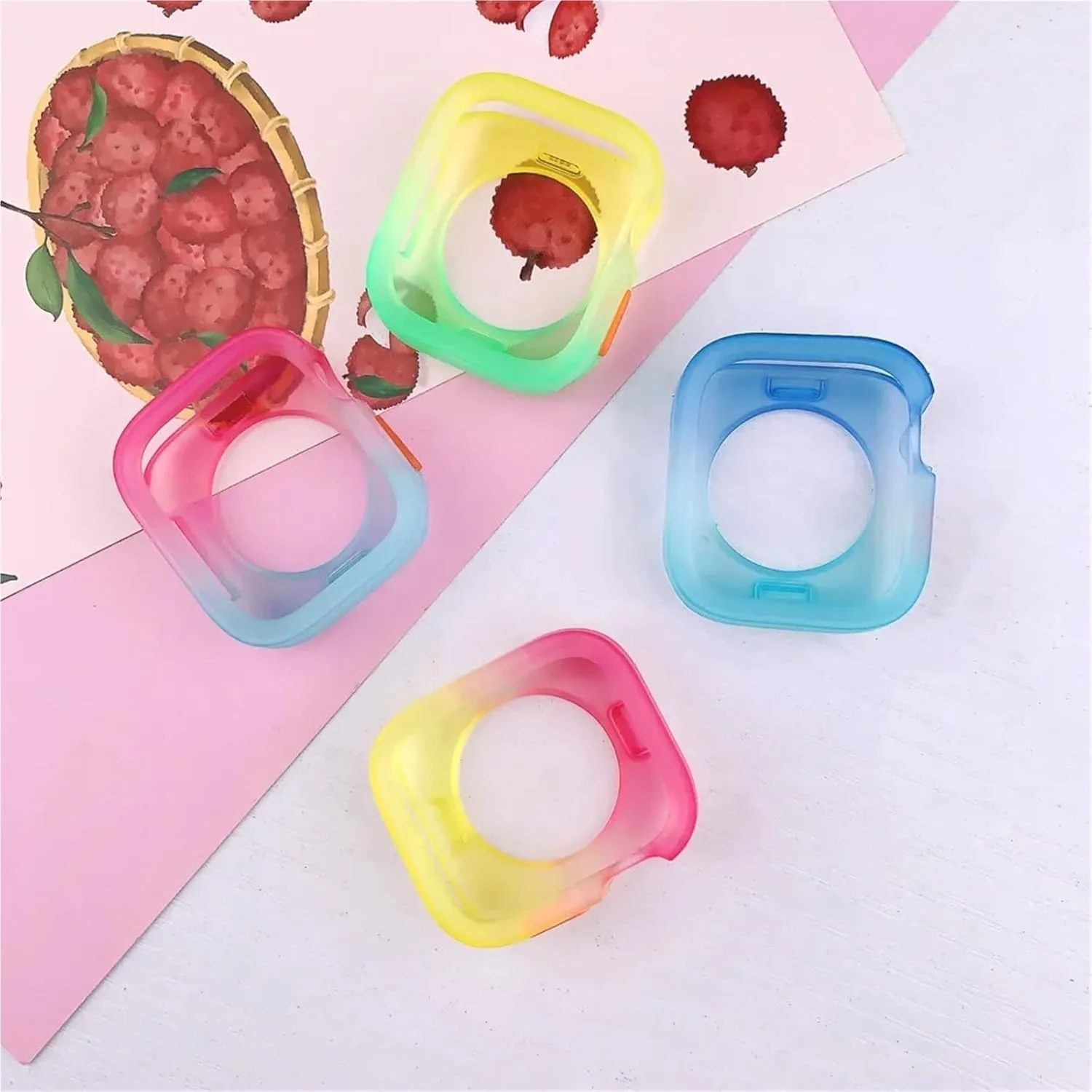 GUMMMY Candy Color Case for Apple Watch Cases 40MM 41MM 44MM 45MM Soft Silicone Transparent Protective Bumper for iWatch Series 9/8/7/6/5/Se Cases(Yellow Green,44MM 45MM)