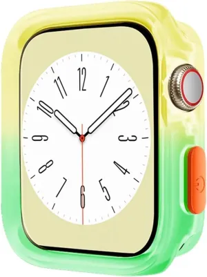 GUMMMY Candy Color Case for Apple Watch Cases 40MM 41MM 44MM 45MM Soft Silicone Transparent Protective Bumper for iWatch Series 9/8/7/6/5/Se Cases(Yellow Green,44MM 45MM)