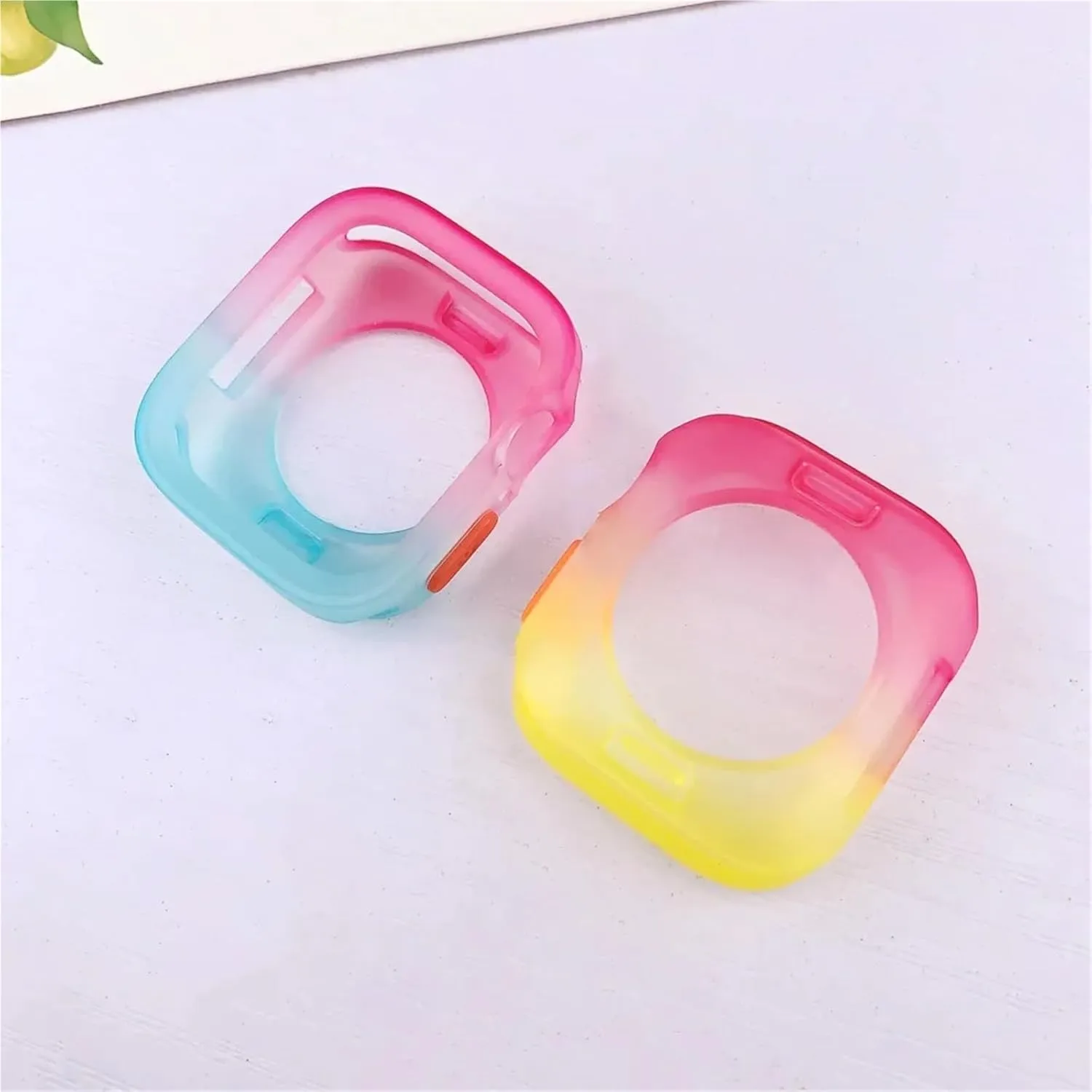 GUMMMY Candy Color Case for Apple Watch Cases 40MM 41MM 44MM 45MM Soft Silicone Transparent Protective Bumper for iWatch Series 9/8/7/6/5/Se Cases(Yellow Green,44MM 45MM)