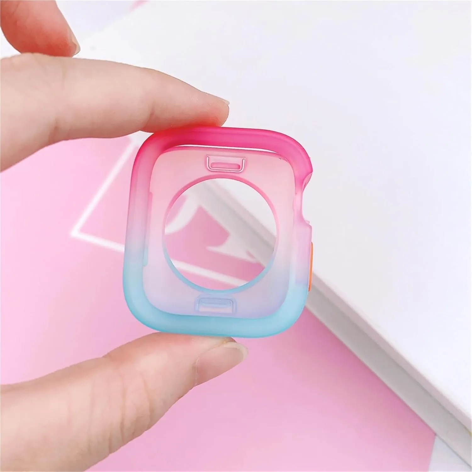 GUMMMY Candy Color Case for Apple Watch Cases 40MM 41MM 44MM 45MM Soft Silicone Transparent Protective Bumper for iWatch Series 9/8/7/6/5/Se Cases(Yellow Green,44MM 45MM)