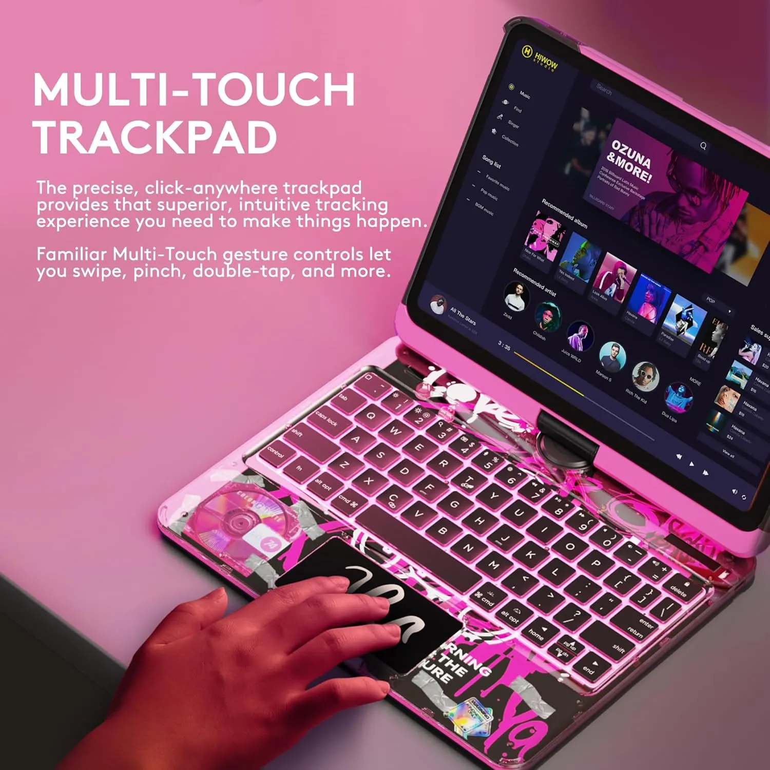 GUSGU for iPad Air 11 Inch (M3/M2,2025/2024) Transperant Case with Wireless Keyboard, 7 Color Backlight, Trackpad, 360°Rotating Stand for 10.9" iPad Air 5th/4th, 11" iPad Pro 4/3/2/1 Case, Cyberpunk