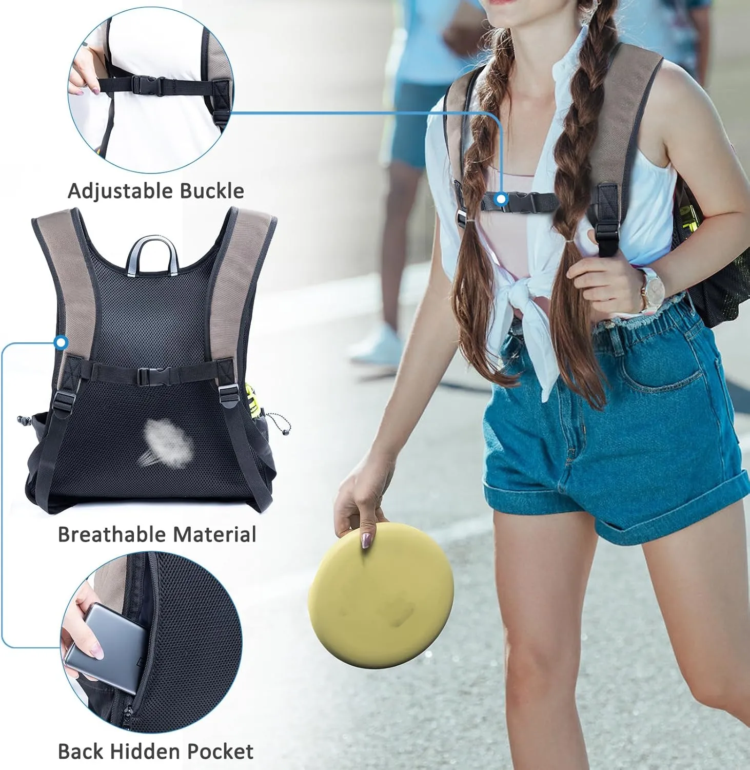 Gym Backpack with Zipper, Multi-pocket Sports Bags Gym Bags for Men