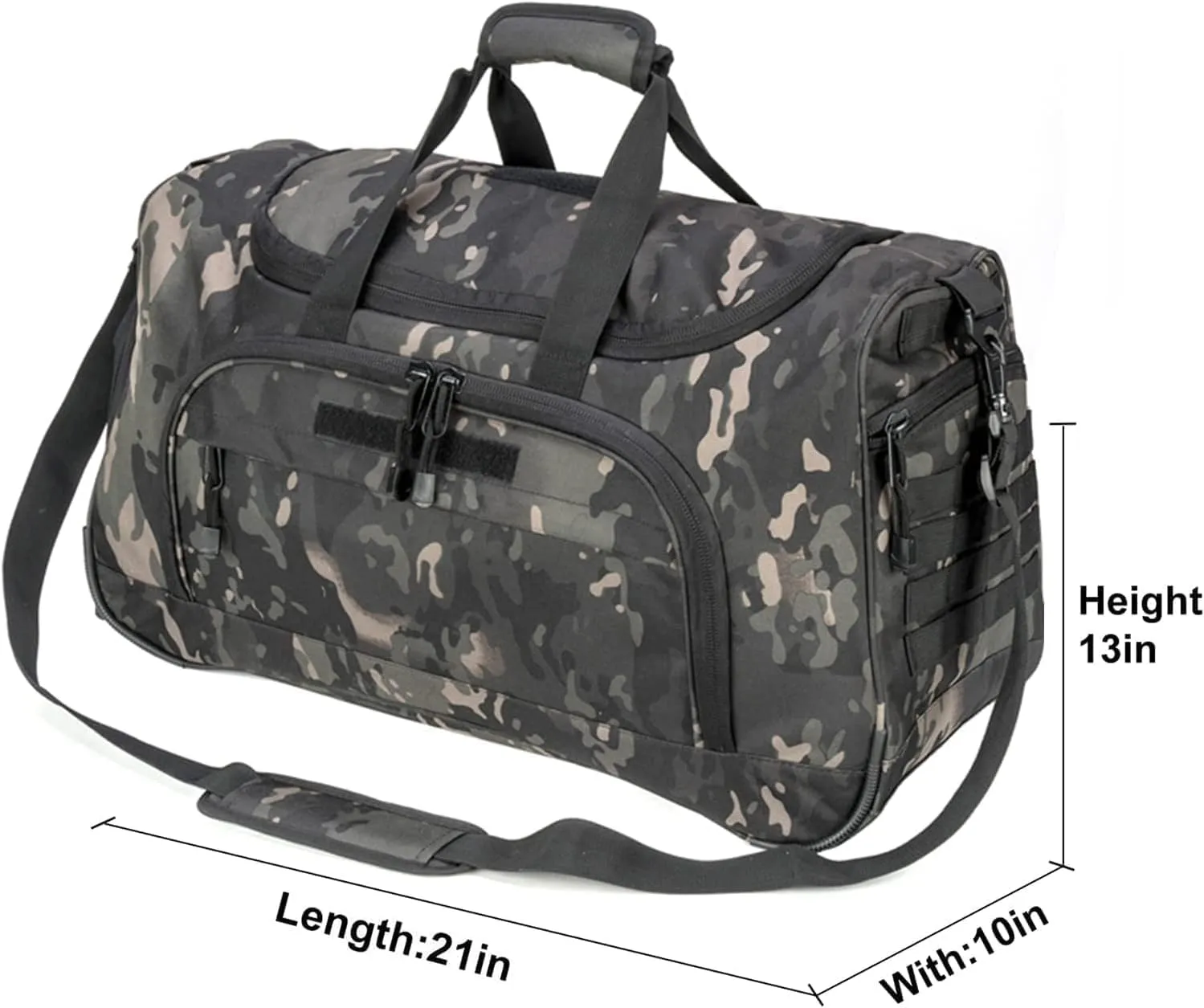 Gym Bag for Women & Men Tactical Duffle Military Weekender Work Out Lightweight Waterproof Sports Tote Shoe Pocket BlackCamo