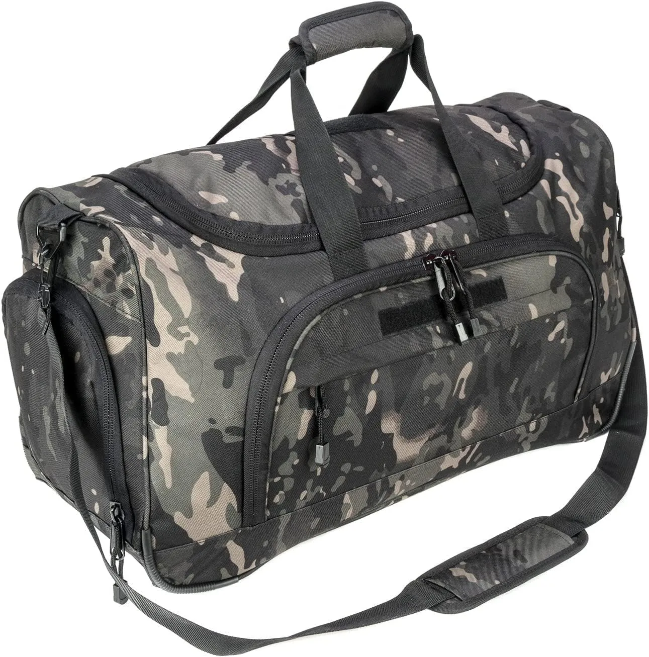 Gym Bag for Women & Men Tactical Duffle Military Weekender Work Out Lightweight Waterproof Sports Tote Shoe Pocket BlackCamo