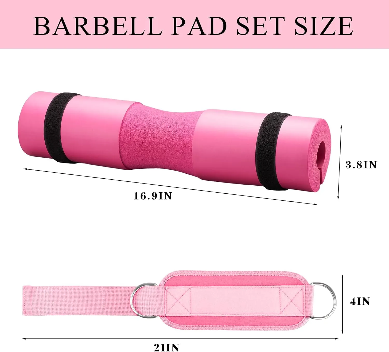 Gym Barbell Pad Set for Squat,Hip Thrusts, Lunges, Leg Day, Standard Olympic Bar Pad with 2 Gym Ankle Safety Straps, 2 Workout Gloves, Barbell Pads, Gym Accessories for Women with Carry Bag