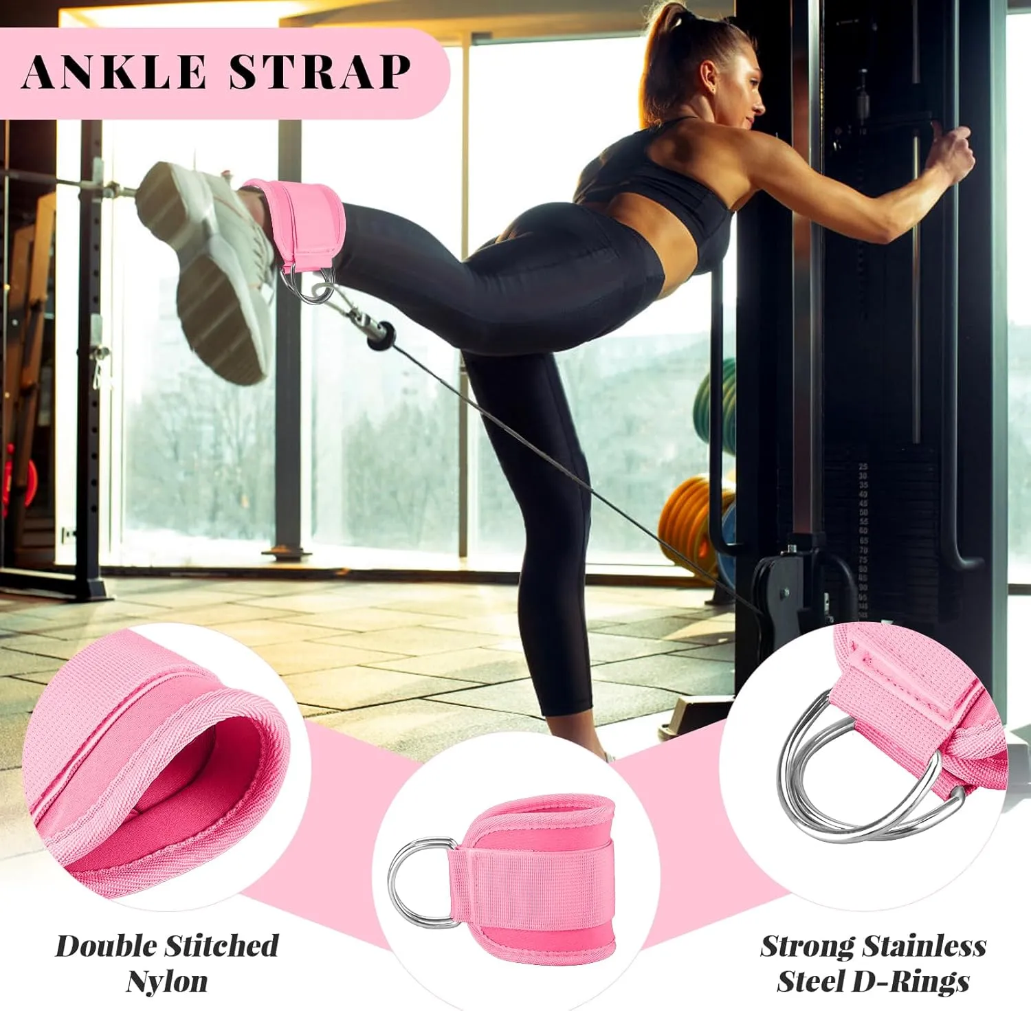 Gym Barbell Pad Set for Squat,Hip Thrusts, Lunges, Leg Day, Standard Olympic Bar Pad with 2 Gym Ankle Safety Straps, 2 Workout Gloves, Barbell Pads, Gym Accessories for Women with Carry Bag