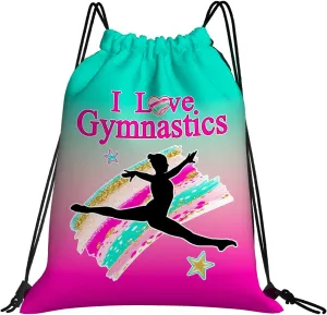 Gymnastics Drawstring Bags For Women Gymnast Drawstring Backpack Water Resistant String Bag Sports Gym Bag