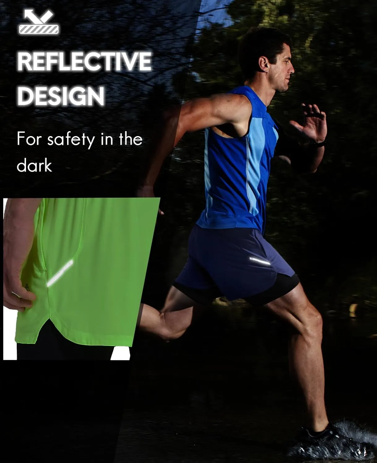Haimont Men's 2 in 1 Running Shorts with Zipper Pockets Quick Dry Athletic Gym Workout Shorts with Liner