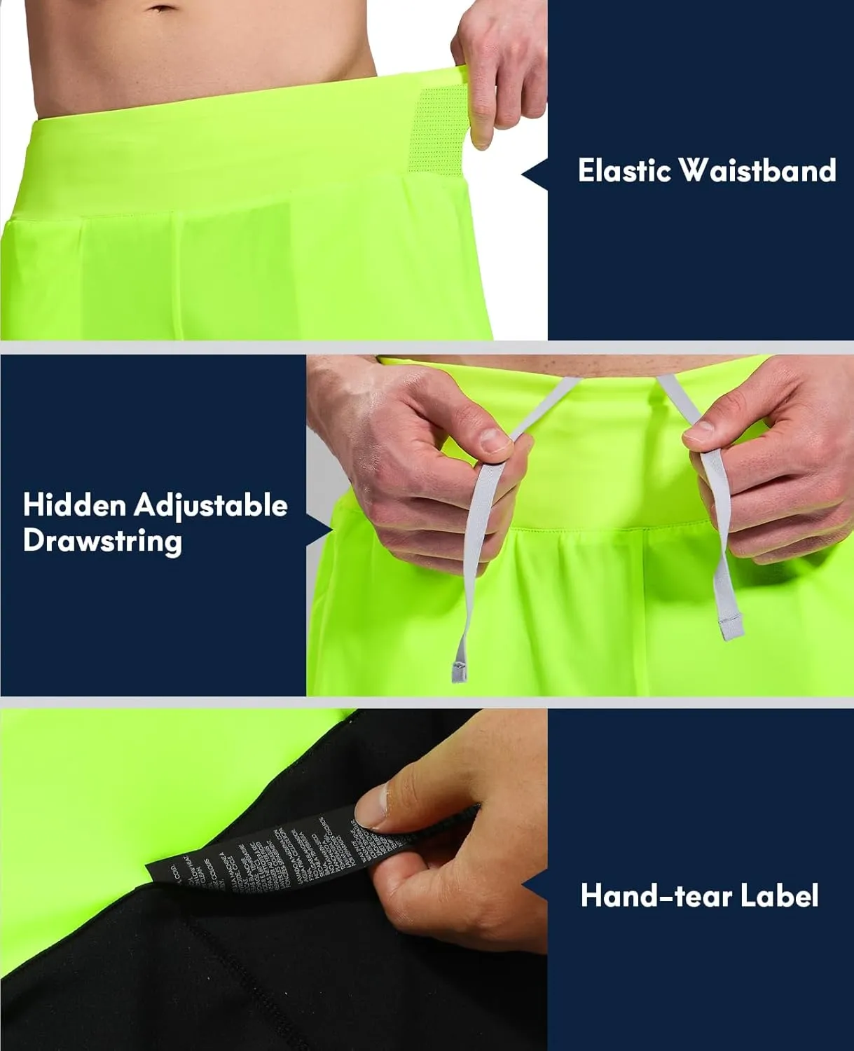 Haimont Men's 2 in 1 Running Shorts with Zipper Pockets Quick Dry Athletic Gym Workout Shorts with Liner