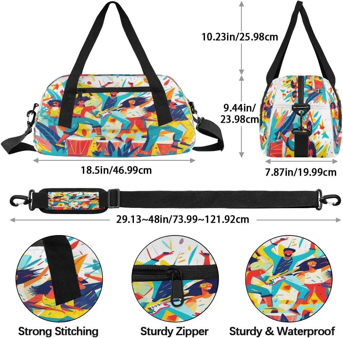 Happy Concert Kids Duffle Bag Boys Girls Small Sport Dance Gym Bag for Overnight Travel Weekender Carry On