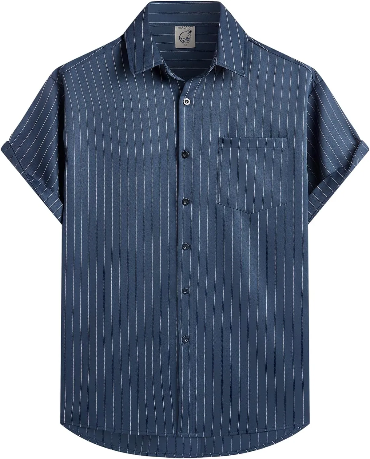 Hardaddy Men's Casual Striped Shirts Button Down Short Sleeve Blouse Summer Hawaiian Shirt