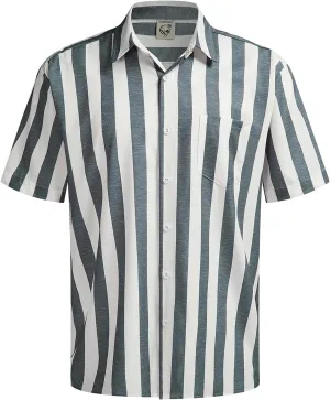 Hardaddy Men's Striped Shirts Casual Short Sleeve Button Down Summer Hawaiian Shirts