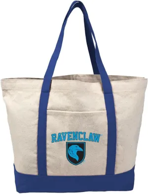Harry Potter Ravenclaw Arch Canvas Tote Bag With External Pocket, Reusable Shoulder Bag for Shopping, Beach, Royal