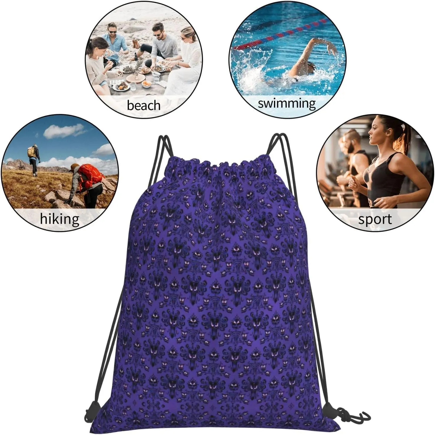 Haunted Mansion Drawstring Backpack Sports Gym Bag String Cinch Pouch For Daily Use
