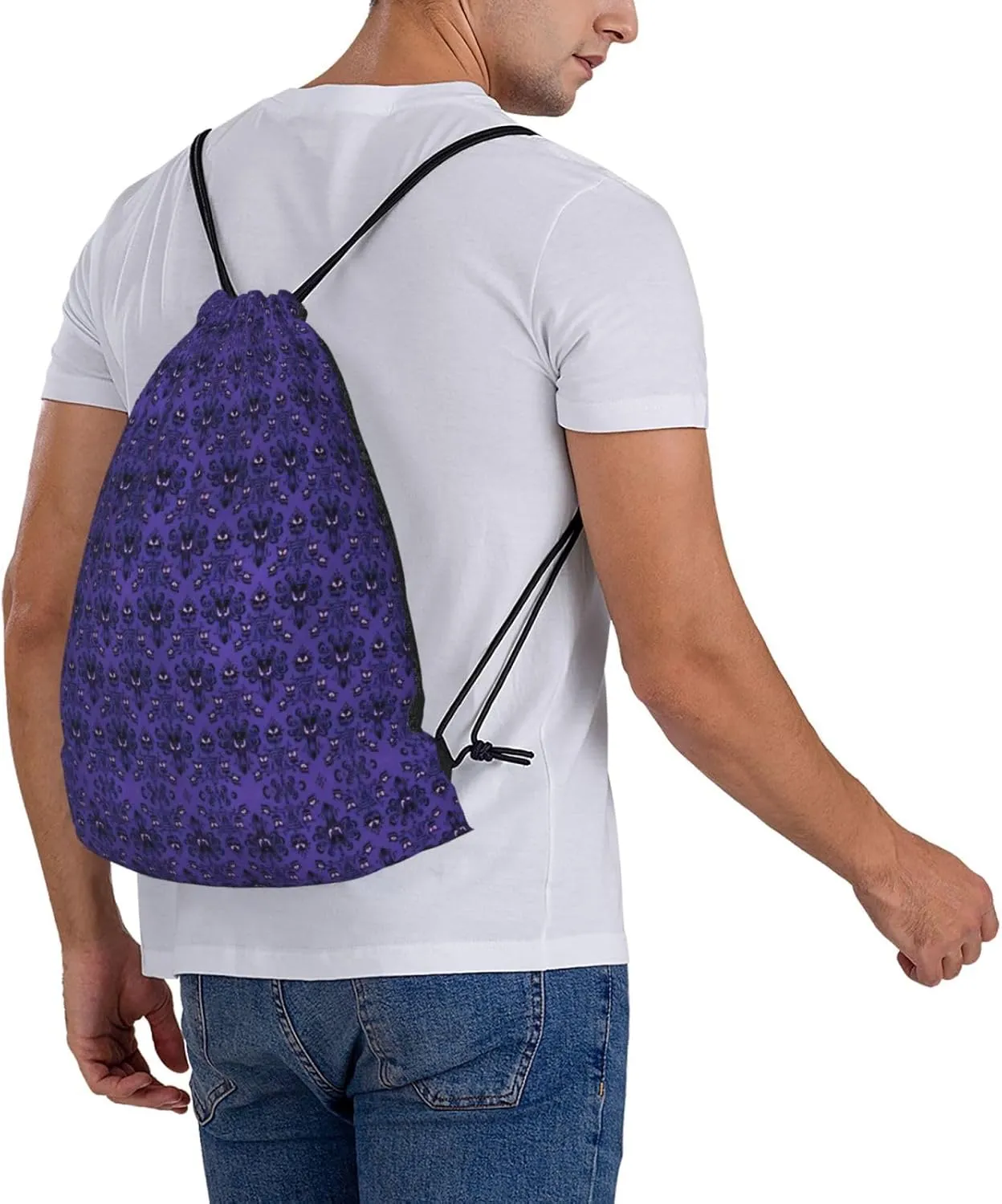 Haunted Mansion Drawstring Backpack Sports Gym Bag String Cinch Pouch For Daily Use