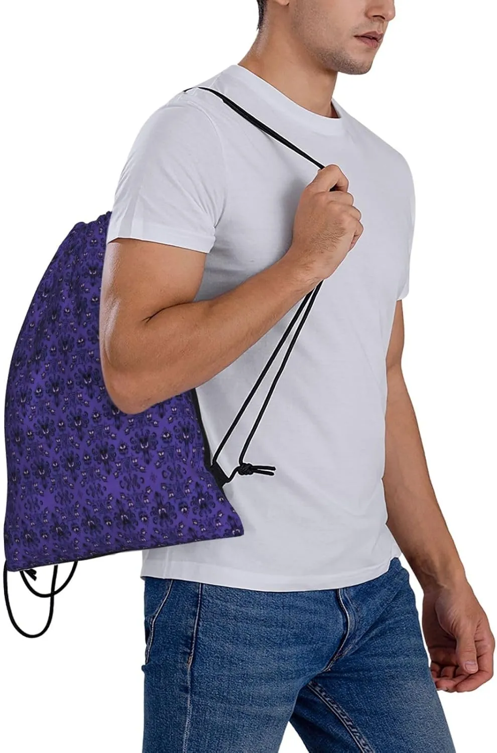 Haunted Mansion Drawstring Backpack Sports Gym Bag String Cinch Pouch For Daily Use