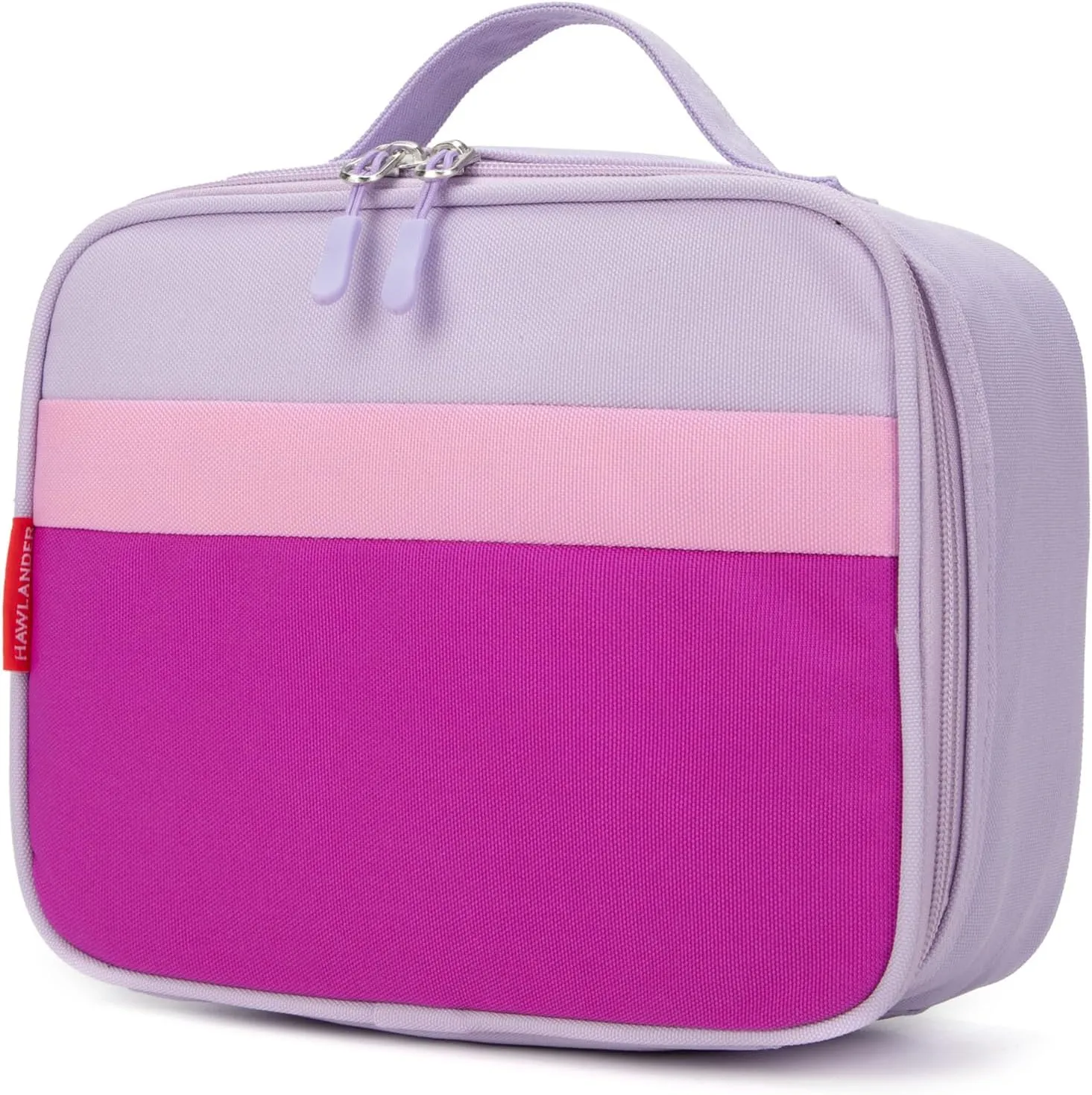 HawLander Insulated Kids Lunch Box Bag for Boys and Girls, with Side Bottle Holder, Purple