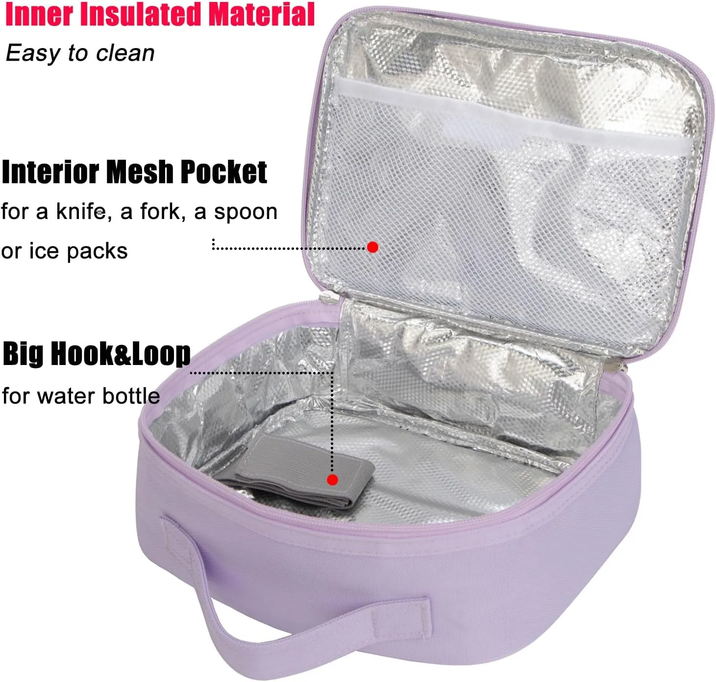 HawLander Insulated Kids Lunch Box Bag for Boys and Girls, with Side Bottle Holder, Purple