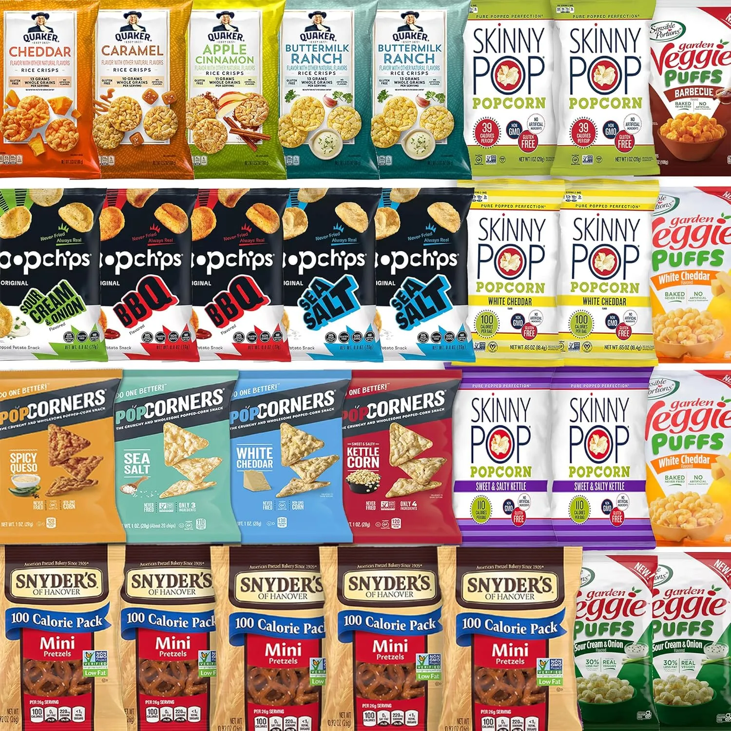 Healthy Snacks Variety Pack (30 Items) Bulk Assortment of Healthy Chips, Popcorn & Crisps