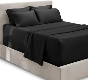 Hearth & Harbor Extra Deep Pocket King Size Sets - Fits Mattress 18-24 Inches Deep - Extra Deep Pocket Sheets - 6 Piece King Size - King - Black Sheets