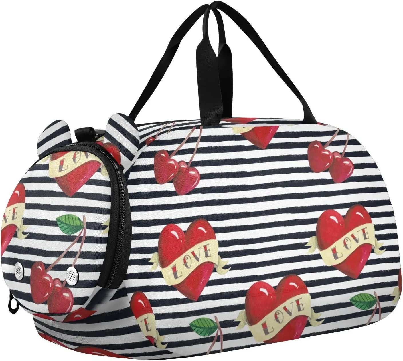 Hearts and Cherry Duffel Bags for Boys Small Gym Bags for Teens Dance Bag for Girls