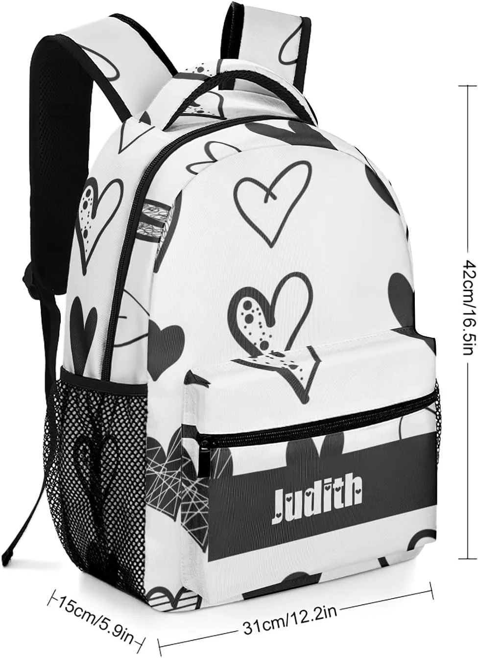 Hearts Custom Kids Backpack, Personalized Student School Bags for Boys & Girls, Bookbags with Adjustable Strapfor Travel