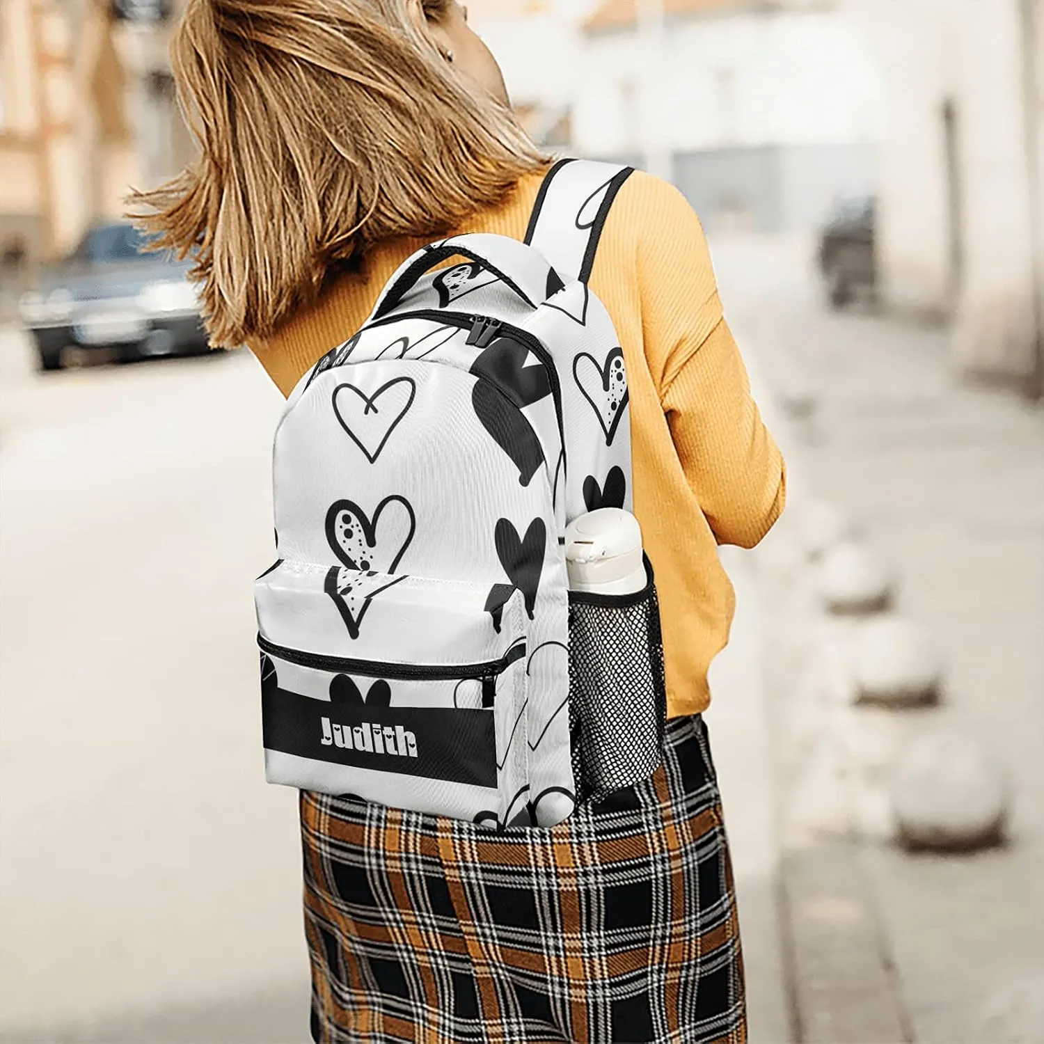 Hearts Custom Kids Backpack, Personalized Student School Bags for Boys & Girls, Bookbags with Adjustable Strapfor Travel