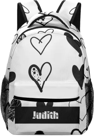 Hearts Custom Kids Backpack, Personalized Student School Bags for Boys & Girls, Bookbags with Adjustable Strapfor Travel