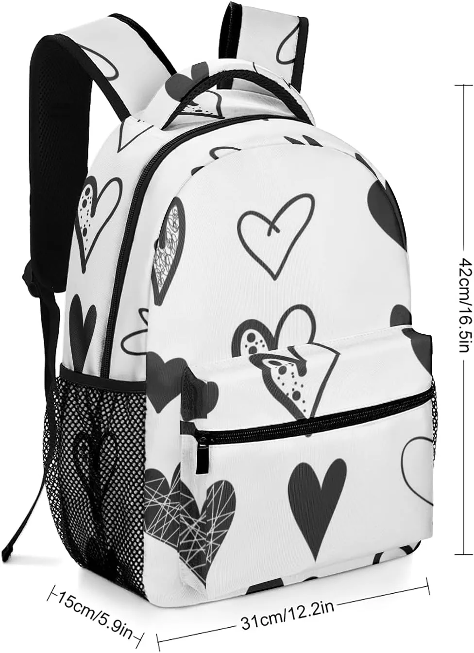 Hearts Kids Backpack, Student School Bags for Boys & Girls, Bookbags with Adjustable Strapfor Travel
