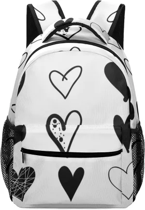 Hearts Kids Backpack, Student School Bags for Boys & Girls, Bookbags with Adjustable Strapfor Travel