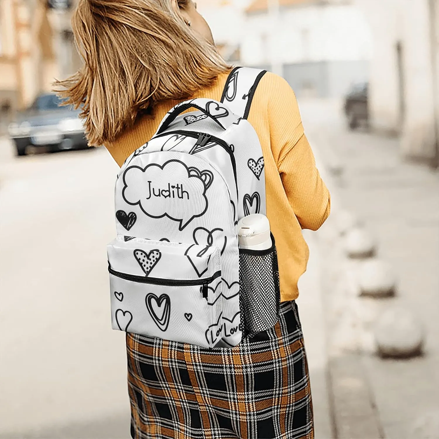 Hearts Set Icon Custom Kids Backpack, Personalized Student School Bags for Boys & Girls, Bookbags with Adjustable Strapfor Travel
