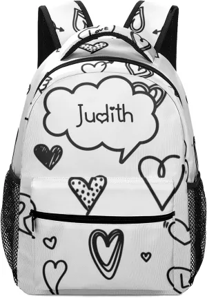 Hearts Set Icon Custom Kids Backpack, Personalized Student School Bags for Boys & Girls, Bookbags with Adjustable Strapfor Travel
