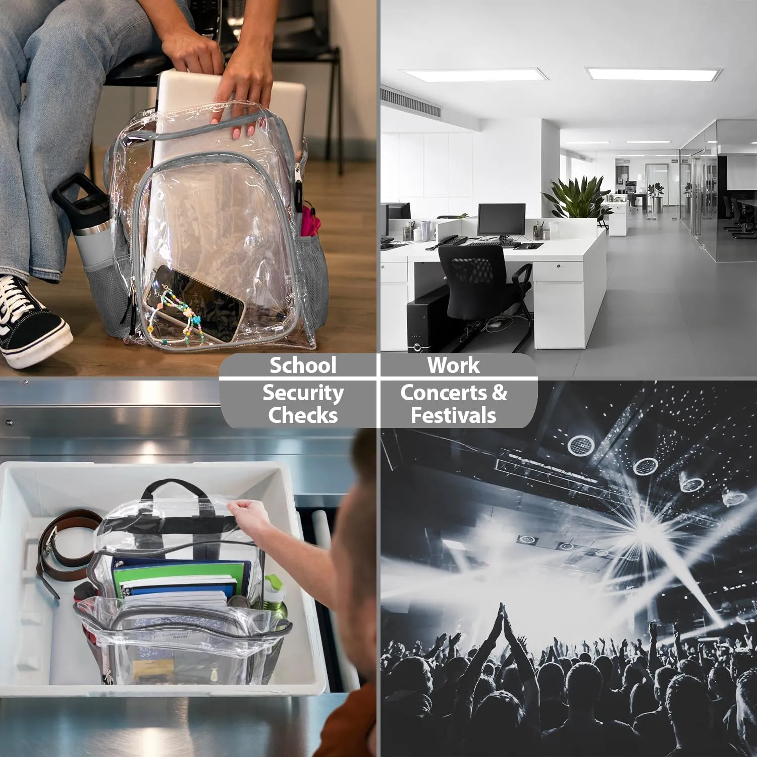Heavy Duty Clear See Through Backpack | Transparent Clear Backpack Bags Stadium Approved for Women, Men, School, Travel