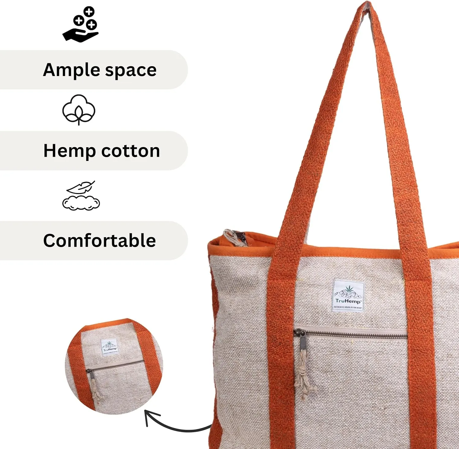 Hemp Corporate Tote Bag with with Cotton Lining | Spacious Work Bag Dual Compartments | 15L capacity